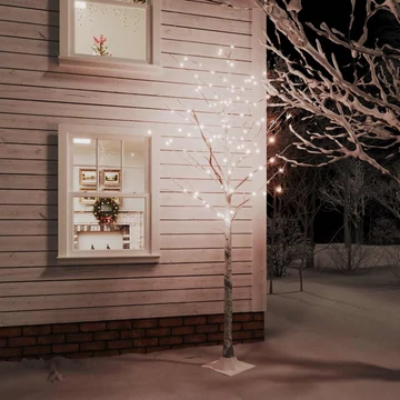 Fehér LED-es nyírfa 128 meleg fehér LED-del 220 cm