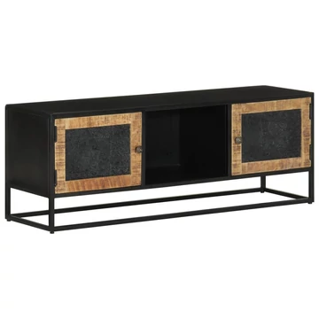 Tömör mangófa és vas TV-szekrény 110 x 30 x 40 cm