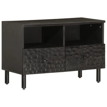 Fekete tömör mangófa TV-szekrény 70 x 33 x 46 cm