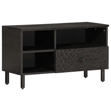 Fekete tömör mangófa TV-szekrény 80 x 33 x 46 cm