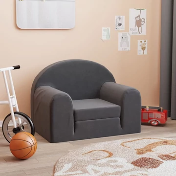 Antracitszürke puha plüss gyerek kanapéágy