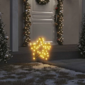 Karácsonyi csillag fénydekoráció 3 cövekkel 50 LED 29 cm