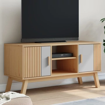 OLDEN szürke és barna tömör fenyőfa TV-szekrény 114x43x57 cm