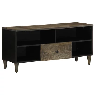Fekete tömör mangófa TV-szekrény 100 x 33 x 46 cm