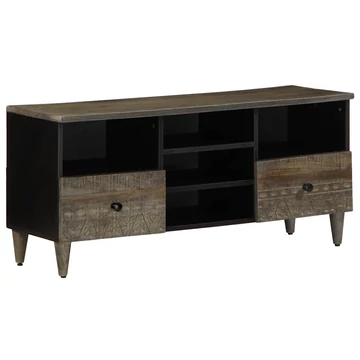 Fekete tömör mangófa TV-szekrény 100 x 33 x 46 cm