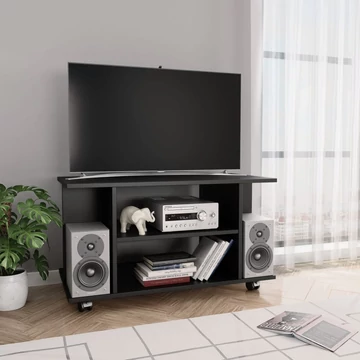 Fekete szerelt fa TV-szekrény görgőkkel 80 x 40 x 45 cm