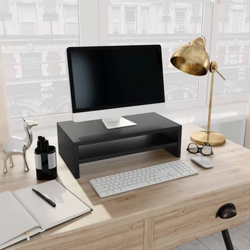 Fekete szerelt fa monitorállvány 42 x 24 x 13 cm