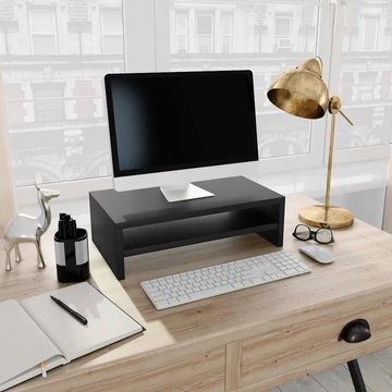 Fekete szerelt fa monitorállvány 42 x 24 x 13 cm