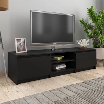 Fekete szerelt fa TV-szekrény 140 x 40 x 35,5 cm