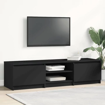 Fekete szerelt fa TV-szekrény 140 x 40 x 35,5 cm