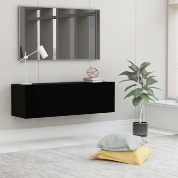 Fekete szerelt fa TV-szekrény 100 x 30 x 30 cm