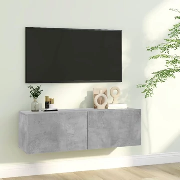 Betonszürke szerelt fa TV-szekrény 100 x 30 x 30 cm