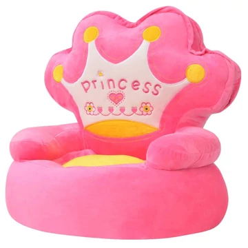 Rózsaszín princess-feliratos plüss gyerekszék