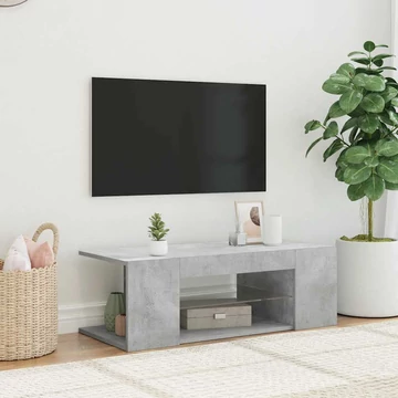 Betonszürke TV-szekrény LED lámpákkal 90 x 39 x 30 cm
