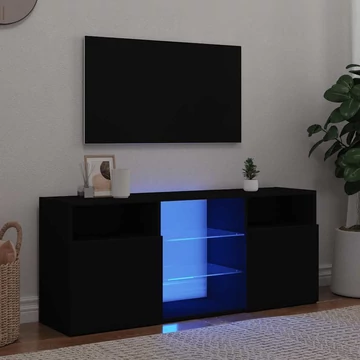 Fekete TV-szekrény LED-lámpákkal 120 x 30 x 50 cm