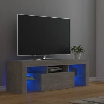 Betonszürke TV-szekrény LED-lámpákkal 120 x 35 x 40 cm