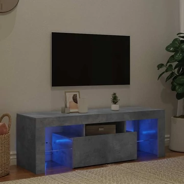 Betonszürke TV-szekrény LED-lámpákkal 120 x 35 x 40 cm