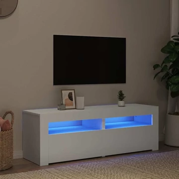 Fehér TV-szekrény LED-lámpákkal 120 x 35 x 40 cm