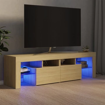 Sonoma tölgy színű TV-szekrény LED-lámpákkal 140 x 36,5 x 40 cm