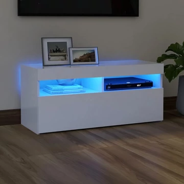 Fehér TV-szekrény LED-lámpákkal 90 x 35 x 40 cm