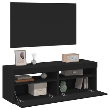 2 db fekete TV-szekrény LED-lámpákkal 60 x 35 x 40 cm
