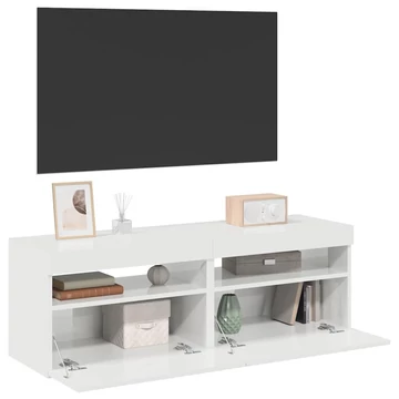 2 db magasfényű fehér TV-szekrény LED-lámpákkal 60 x 35 x 40 cm