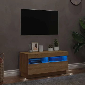 Sonoma tölgy színű TV-szekrény LED-lámpákkal 80 x 35 x 40 cm
