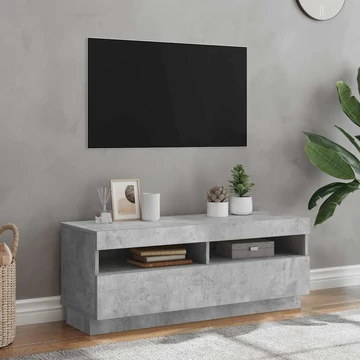 Betonszürke TV-szekrény LED-lámpákkal 100 x 35 x 40 cm