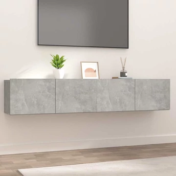 2 db betonszürke szerelt fa TV-szekrény 80 x 30 x 30 cm