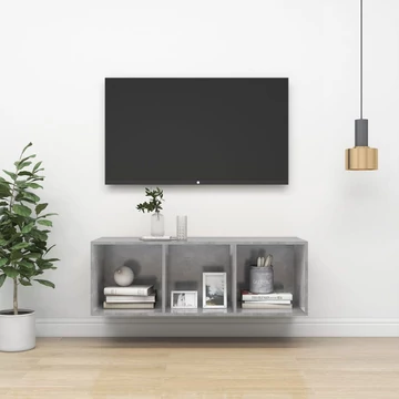 Betonszürke szerelt fa falra szerelhető TV-szekrény 37x37x107cm