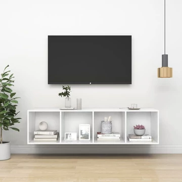 Fehér szerelt fa falra szerelhető TV-szekrény 37x37x142,5 cm