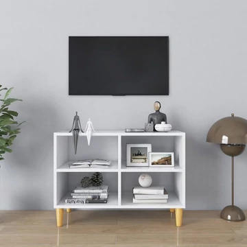 Fehér TV-szekrény tömör falábakkal 69,5 x 30 x 50 cm