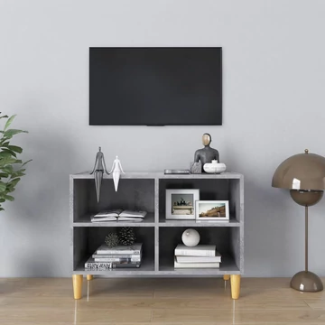 Betonszürke TV-szekrény tömör falábakkal 69,5 x 30 x 50 cm
