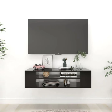 Fekete szerelt fa függő TV-szekrény 100 x 30 x 26,5 cm