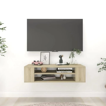 Sonoma tölgy színű szerelt fa függő TV-szekrény 100x30x26,5 cm