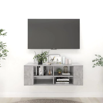 Betonszürke szerelt fa falra szerelhető TV-szekrény 102x35x35cm