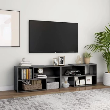 Magasfényű szürke szerelt fa TV-szekrény 149 x 30 x 52 cm
