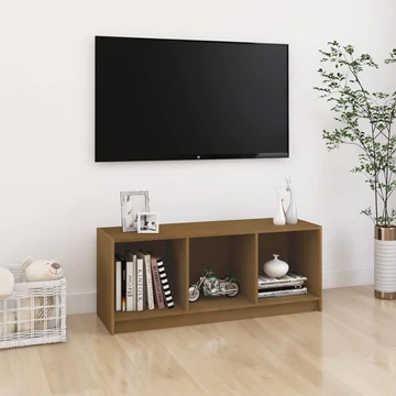 Mézbarna tömör fenyőfa TV-szekrény 104 x 33 x 41 cm