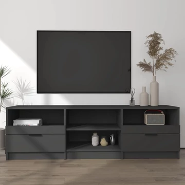 Fekete szerelt fa TV-szekrény 150 x 33,5 x 45 cm