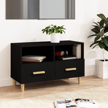 Fekete szerelt fa TV-szekrény 80 x 36 x 50 cm