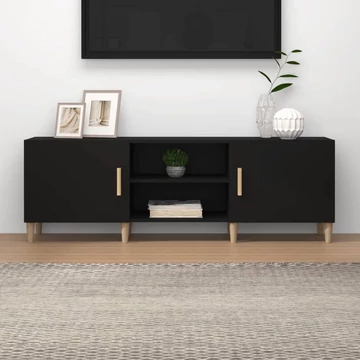Fekete szerelt fa TV-szekrény 150 x 30 x 50 cm