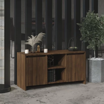 Barna tölgyszínű szerelt fa TV-szekrény 102x37,5x52,5 cm