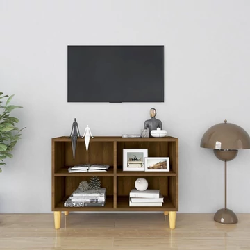Barna tölgy TV-szekrény tömör falábakkal 69,5x30x50 cm
