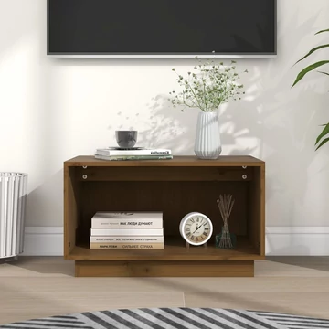 Mézbarna tömör fenyőfa TV-szekrény 60x35x35 cm
