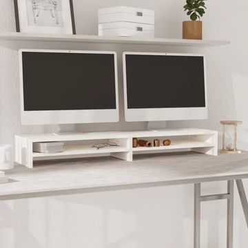 Fehér tömör fenyőfa monitorállvány 100 x 24 x 13 cm