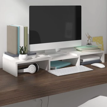 Fehér tömör fenyőfa monitorállvány 60 x 24 x 10,5 cm