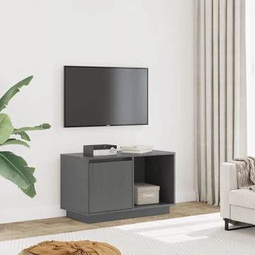 Szürke tömör fenyőfa TV-szekrény 74x35x44 cm