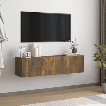 Füstös tölgy színű szerelt fa fali TV-szekrény 120 x 30 x 30 cm