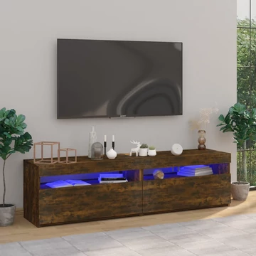 2 db füstös tölgy színű TV-szekrény LED-ekkel 75 x 35 x 40 cm