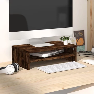 Füstös tölgy színű szerelt fa monitorállvány 42 x 24 x 13 cm